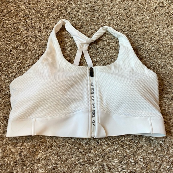 Zyia Active All Star Padded Sports Bra Front Zip White Dot Large - Picture 1 of 6
